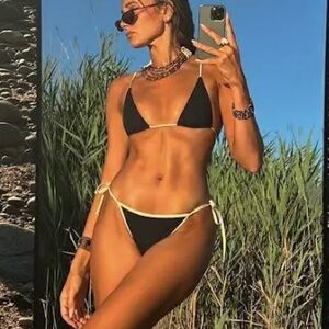 WeWoreWhat Tie bottom and micro triangle top